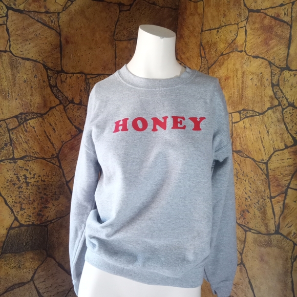 Gildan Gray 'Honey' Crew Neck Sweater - Picture 1 of 4